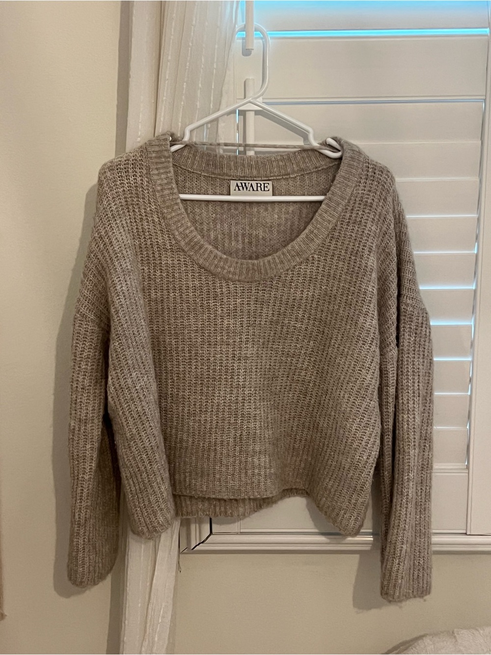 Beige Knit Oversized Sweater